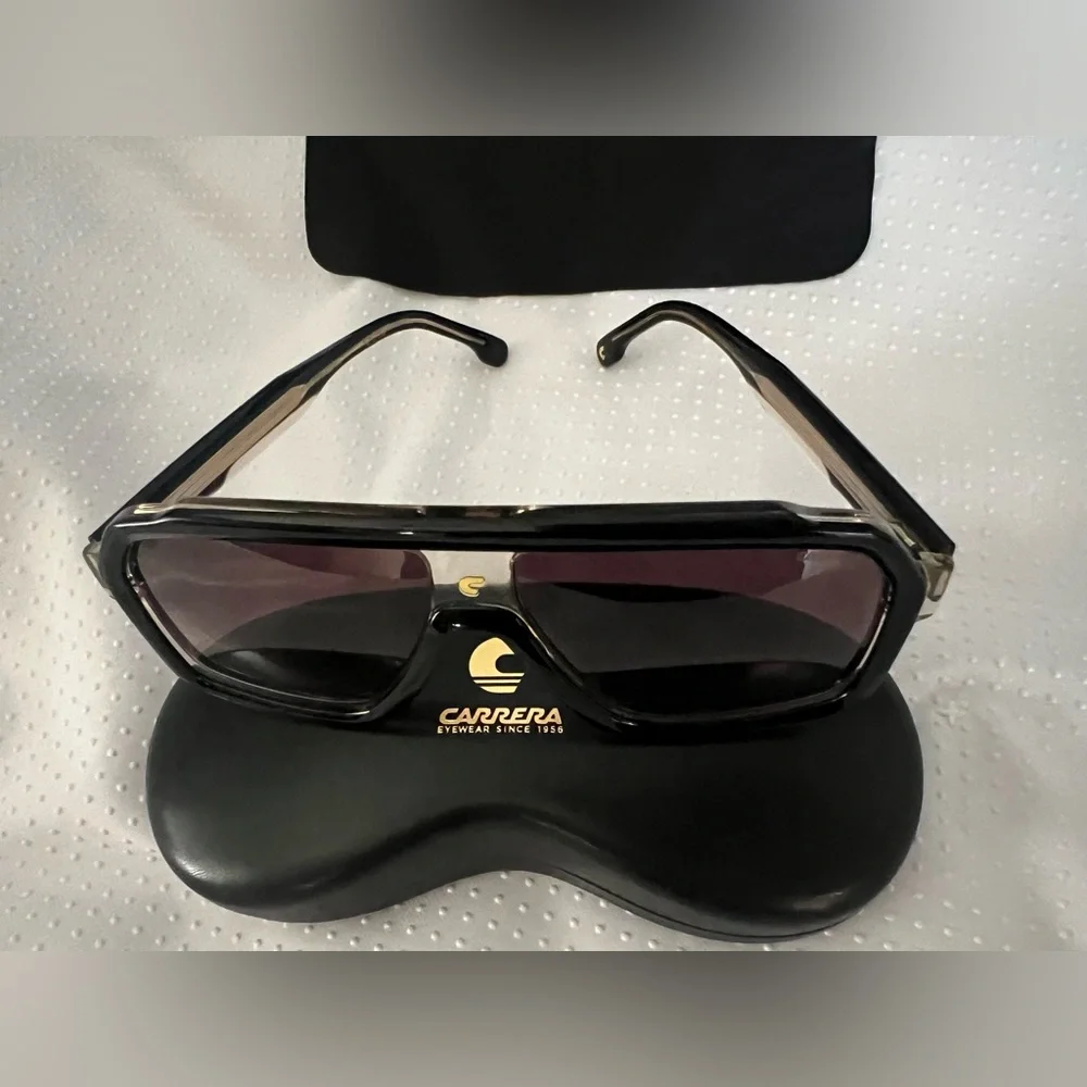 Carrera Black Frame Sunglasses with Gold Details
